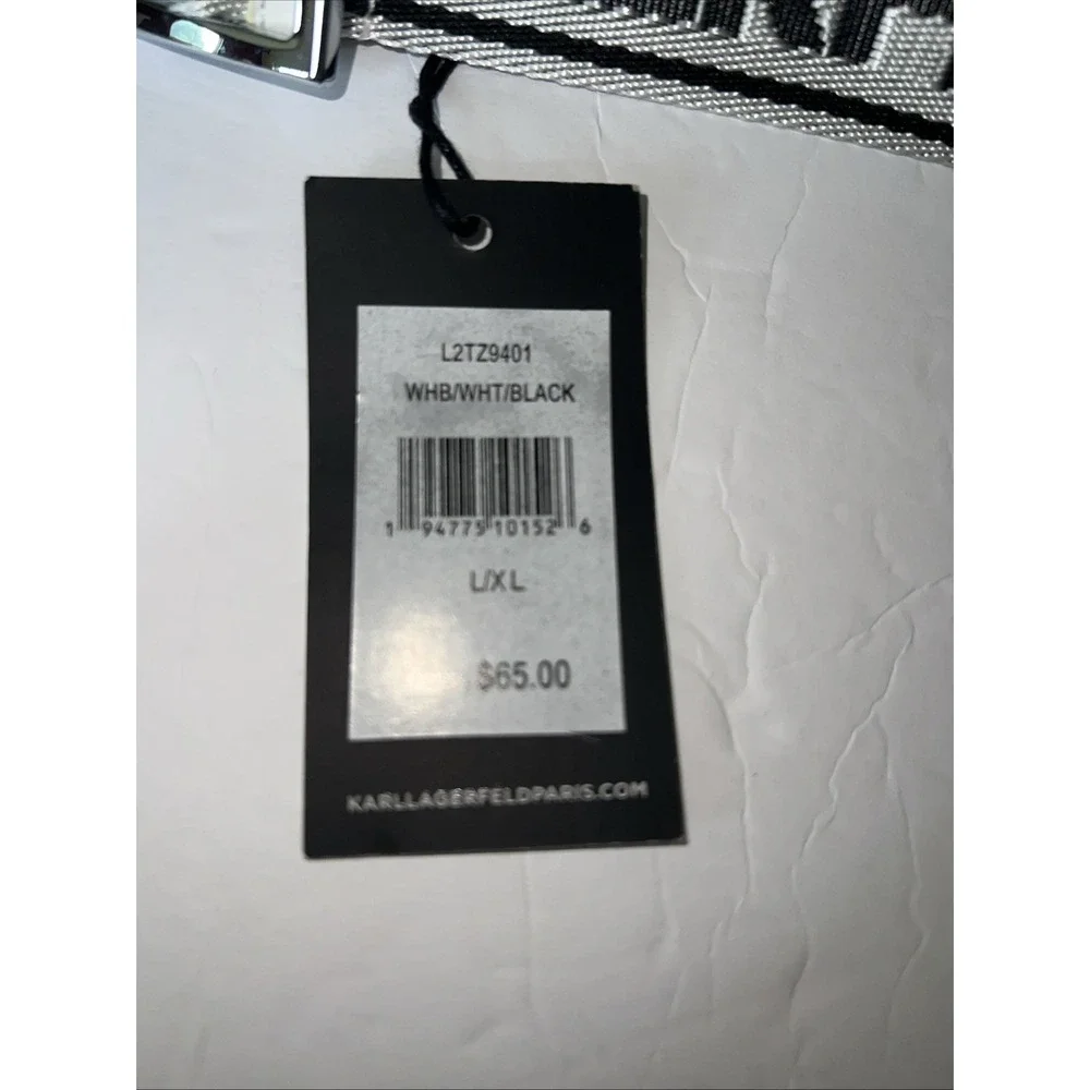 Karl Lagerfeld Logo Webbing Belt -Gray |NWT | Size L/XL |